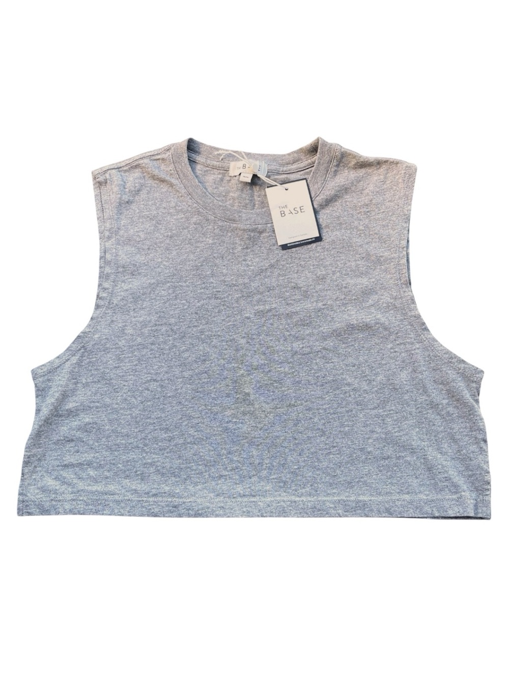 NWT The Base Medium Grey Cotton Sleeveless Crop Tank (M)